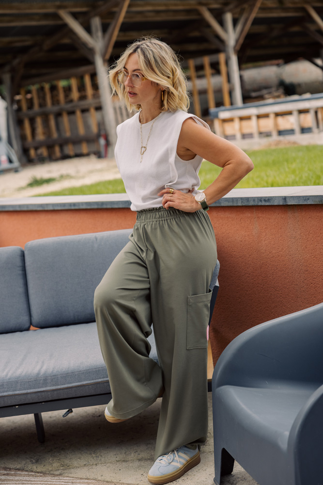 Pantacourt Beige Femme Ernest Taille 36 - Coton/lin - Coupe Slim - État Parfait